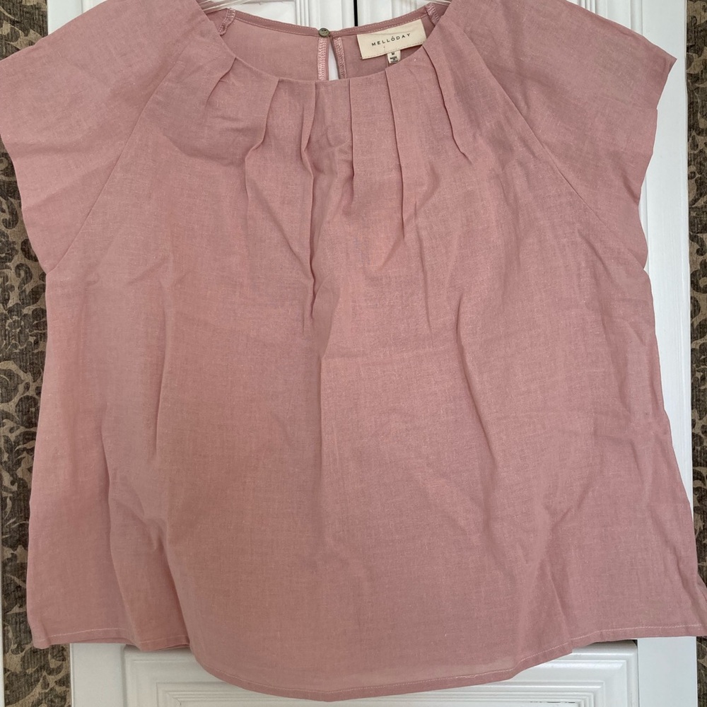 Pink Linen Blend Blouse NWT